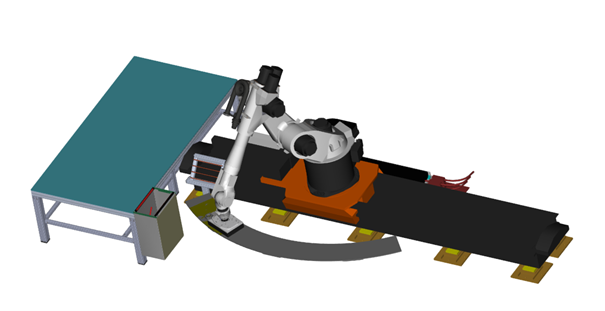 Virtual manufacturing cell Cevotec SAMBA Step L system (digital mock-up for frame preforming)